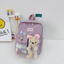 Ny børnehave drenge og piger Baby Cute Cartoon Tasker Børnehave Fashionable Rygsække Violet
