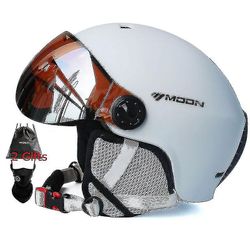 Moon hiihtokypärä Kiinteästi valettu PC + EPS Laskettelulasit Laskettelukypärä Ulkona aikuisille Lasten urheilu Ski Sno Valkoinen XL(61-63cm)