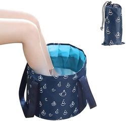Mikasa Folding Basin, Bærbar Travel Foot Bath (17 L, Mørkeblå)