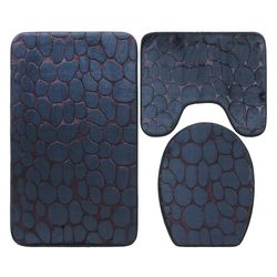 Linkrunning Badeværelse Tæppe Sæt, 3 stykker bad tæppe og toiletmåtte, mikrofiber badeværelse tæpper bademåtte, Super absorberende bademåtter til b...