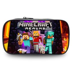 Minecraft Pencil Case Kids Pen Pouch Glidelås skrivesaker Bag Gift D