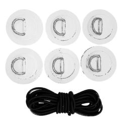 6pcs D-ring Pad Patch &Elastisk Bungee Rope For Kajakk Kano Oppblåsbart Surfebrett Marine Båt Surfebrett Padlebrett - Grå Hvit