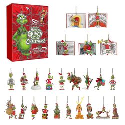 Lynxy Populær adventskalender2023 Grenseoverskridende New Grinch Christmas Blind Box Green Haired Monster 24-dagers Halloween Countdown Calendar Bl...