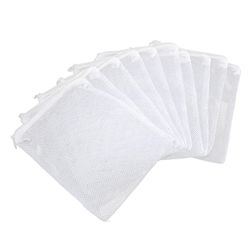 10 kpl akvaariosuodatinpusseja, suurireikäinen akvaariosuodatinpussi vetoketjulla, rakeiselle aktiivihiilelle, valkoinen