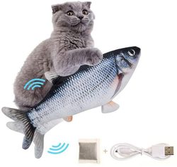 Xqday Interaktiv Cat Toy Cat Fish Legetøj, Catnip Plys Legetøj, Elektronisk Fisk Legetøj Motion
