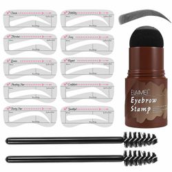 3stk Perfekt Brows Stencil & Frimærkesæt Med 2 børster Et trin Langvarig Formgivningssæt mørk grå