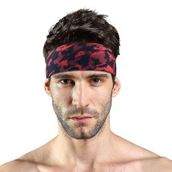 Sajygv Sajy Stretch Head Tie Pannband/ sport Sweatband Tennis Basketball Sweat Hair Band Röd