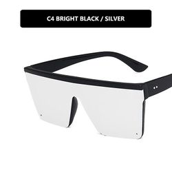 Solbriller Oversized Square Rimless Solbriller Uv400 Solbriller Trend Big Frame Solbriller i ét stykke Lysesort kviksølv