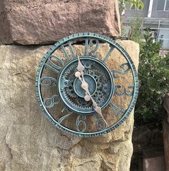 Augro Suuri retro puutarhakello - säänkestävä - Kylpyhuoneen kello - Vintage Sisustus - Ei tikitystä