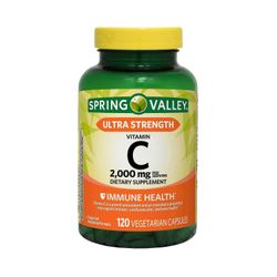 Spring Valley Ultra Strength C-vitamiini kasvissyöjäkapselit, 2000 mg, 120 ea
