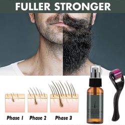 Parran kasvusuihkesetti miehille Ravitseva kosteuttava viiksien kasvua tehostava seerumi hiustenlähtöä estävä seerumi partarullasarjalla