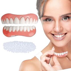 2 uppsättningar av tandproteser övre och nedre tandproteser, naturliga och bekväma, skydda dina tänder och återställa ett självsäkert leende