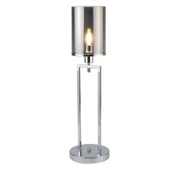 Searchlight Lighting Søgelys Catalina - 1 lys bordlampe Krom med smokey glas skygge, E14