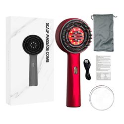 Punaisen valon hiushierontalaite monikäyttöinen päänahan hierontaharja punaisen valon öljyapplikaattorilla miehille naisille Punainen