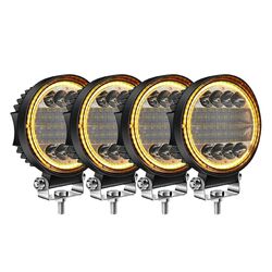 4x Led Arbeidslys Pods Round Amber Spot Combo Light Amber Fog Lamp For Off Road Suv