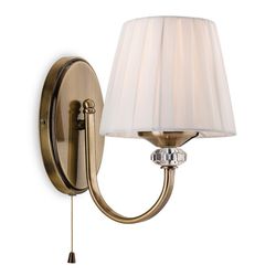 Firstlight Lighting Langham 1 Lys Enkelt Indendørs Væg Lys (Skiftet) Antikke Messing, Plisseret Cream Shade, E14