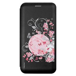Crazy Kase Sag for iPhone 12 Pro Max (6,7) Sort mønster blomster og sommerfugle