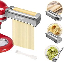 Pastakonekiinnike kitchenaid-sekoittimeen, pastakoneen kiinnitys nuudeliristillalla, spagettileikkuri, pastarullakiinnitys 8 paksulla