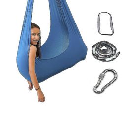 Mysight Aerial Yoga Terapi Gyngestativ Hængekøje Kit til fleksibilitet Smertelindring Blå 100*280CM