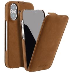 MELKCO iPhone 16: lle magneettikotelo pystysuora käännettävä aito lehmännahka + PC iskunkestävä kansi - ruskea Monivärinen Brown