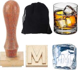 unbrand 1.2" jääleiman kirjain m jääkuutioleima messinki jäämerkki leima cocktail puinen sinettileima baarin leimat