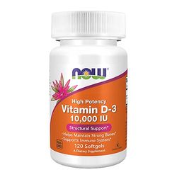 Now Foods D3-vitamiini, 10 000 IU, 120 pehmeää geeliä (1 kpl pakkaus)