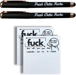 2 Sæt Frisk Outta Fucks Pad Og Pen, Sjove Sticky Notes Snarky Nyhed Frisk Outta Fucks Pen Sæt, Sassy Funny Desk Tilbehør Gaver Kontorartikler Konto...