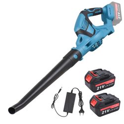 Langaton lehtipuhallin 21V akkukäyttöinen lehtipuhallin nurmikonhoitoon pikalaturilla 81.19CFM 52.1MP Monivärinen 2 Battery EU Plug