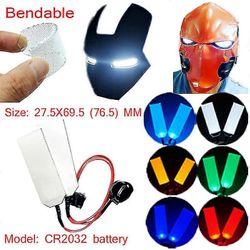 27.5x69.5 (76.5) mm joustava taivutettava DIY-led-valosilmäsarjat Halloween-kypärämaskille silmävalo cosplay-lisävarusteet Cr2032-tulo PUNAINEN