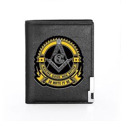 Bricks Masons Kompas og firkantet g frimurerisk tegnebog og kreditkortholder (20 varianter) Bg465-sort