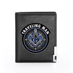 Bricks Masons Kompas og firkantet g frimurerisk tegnebog og kreditkortholder (20 varianter) Bg171-sort