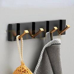 Zch Foldbar håndklædeholder til badeværelse køkken soveværelse korridor Black Gold 4 Hook
