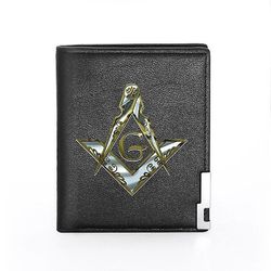 Bricks Masons Kompas og firkantet g frimurerisk tegnebog og kreditkortholder (20 varianter) Bg081-sort