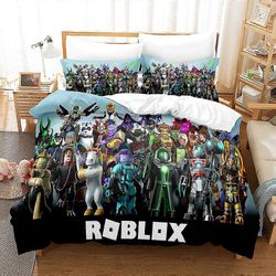 R03 Roblox 3D-tulostettu vuodevaatesetti pussilakana peitto peitto tyynyliina lasten lahja UK SINGLE 135x200cm