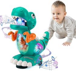 Baby leker for 1 år gamle gutter jenter, krypende dinosaur leker med musikalsk lys, interaktivt leketøy 6 12 18 måneder, gaver til 1 2 3 år gamle g...