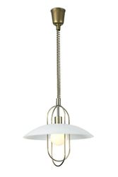 Inspired Lighting Inspireret Deco - Riva - Rise & Fall Dome Loft Vedhæng E27, Antik Messing, Opal White Glass Shade