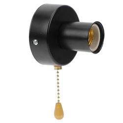 1Aseta seinävalaisimen pidike vetoketjukytkimellä kestävä vetokytkin E27-lampunpidike-hyvä Musta 8X8CM