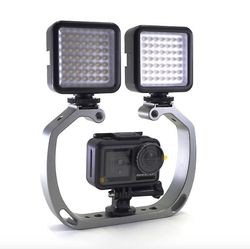 Ruili Gopro Dykning Underwater Dobbelt-arm håndholdt støtte stabilisator Holder Cage