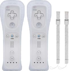 2 Wii-ohjainta - etäpeliohjain silikonikotelolla - ilman Motion Plus -toimintoa (valkoinen)