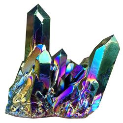 Eocici Naturlig kvarts krystall regnbue titan klynge mineralsteiner 30g