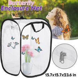 Sammenklappeligt insektbur Mesh Insektbur Have Butterfly Mantis Stick Avl Lynlås Bur Net Klud Mesh Bur Avlskasse