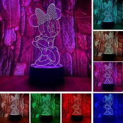 Wekity Anime Figur Charmerende Mickey Minnie Mus Mus 3d Led Optisk Illusion Dekoration Bordlampe 16 Farver Fjernbetjening Visuel Søvn Natlys