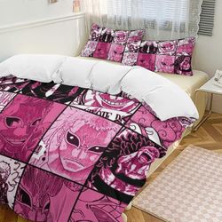 Bh96 Donquijote Doflamingo sängyn pussilakana Hauska Anime Cartoon Vuodevaatteet Kevyet 3-osaiset peittosetit, 1 pussilakana ja 2 tyynyliinaa ka96 ...