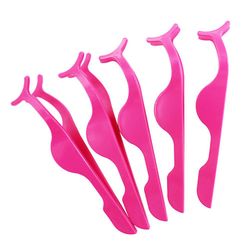 Besser 1/5/30/50x Fake Lash Pincet Klip Falsk øjenvipper Makeup Applikator Tool Rose rød 5PCS