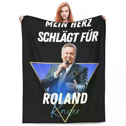 Kerota Monitoiminen Roland Kaiser Schlager Singer Blanket Merch Koti Koristeellinen Pop Music Throw Peitot Erittäin pehmeä flanelli sohvalle 125x100cm