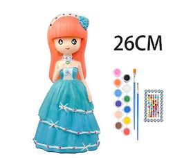 Handuo Mal din egen havfrue maleri kit, Kids Sparegrise fødselsdagsgave lyseblå