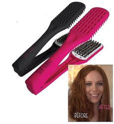 Coosilo Hår glatning Børste lige hår Comb Anti-statisk Straight N Go rosa rød
