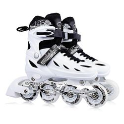 Inline tilat säädettävät quad rullaluistimet täydellä valorenkaalla Valkoinen 33-37 size