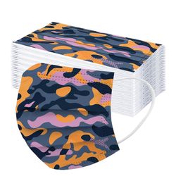 50stk Engangs voksne maske Paisley Print Ansigtsmaske 3ply Ear Loo Pink