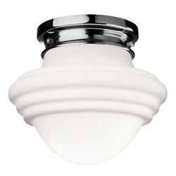Firstlight Lighting Art 1 Light Flush Light Chrome, Opal White Glass, E27